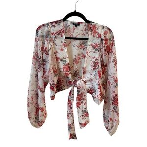 Bardot Red and White Floral Blouse